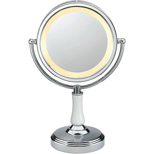 Conair Be70 Polished Chrome And Porcelain Round Illuminated Mirror With White Porcelain And Chrome Wall Mirrors (View 4 of 15)