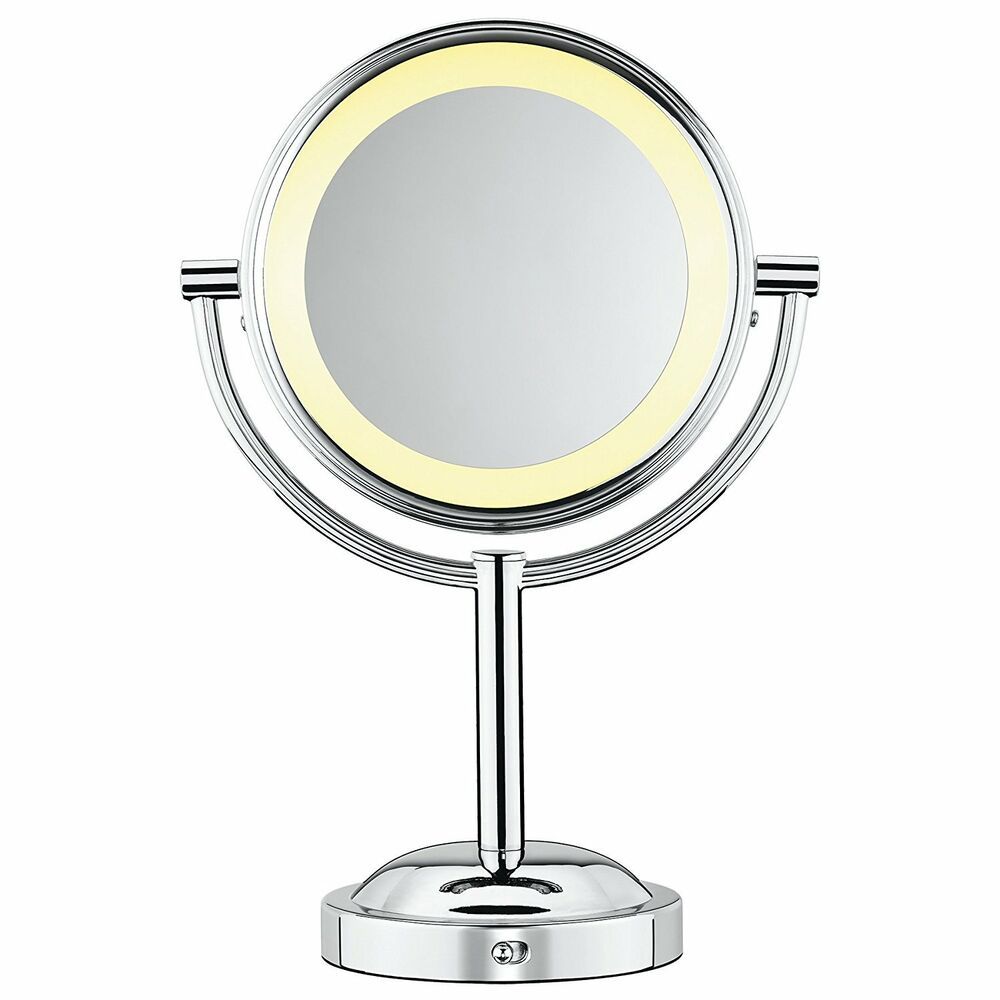 Conair Classique Double Sided Lighted Makeup Mirror With 5X Throughout Chrome Led Magnified Makeup Mirrors (View 13 of 15)
