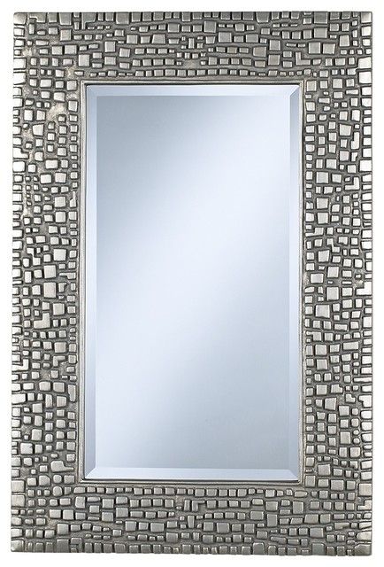 Contemporary Textured Relief 36" High Silver Wall Mirror – Contemporary For High Wall Mirrors (View 10 of 15)