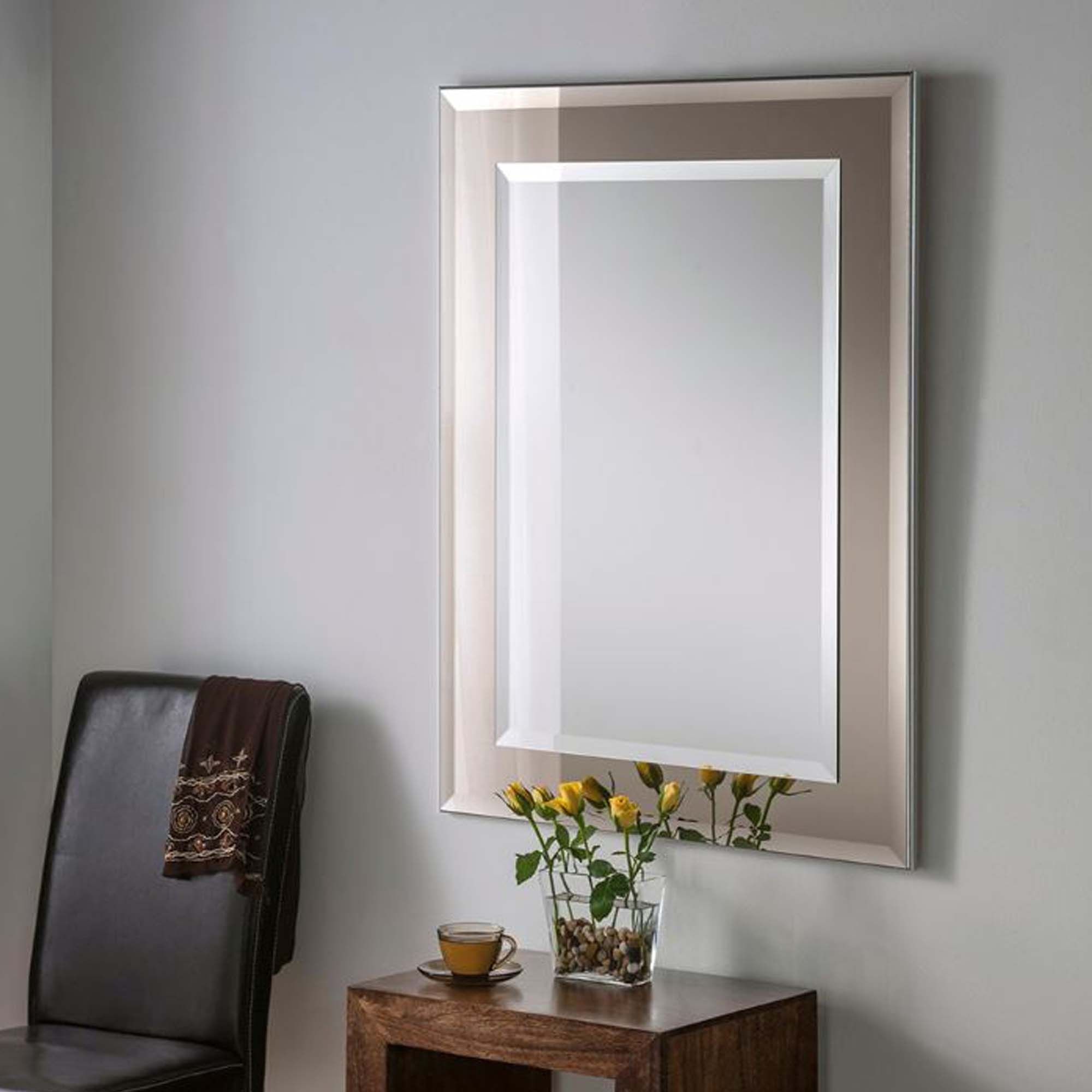Contemporary Wall Mirror Bronze Rectangular Frame | Wall Mirrors Within Black Beaded Rectangular Wall Mirrors (View 10 of 15)