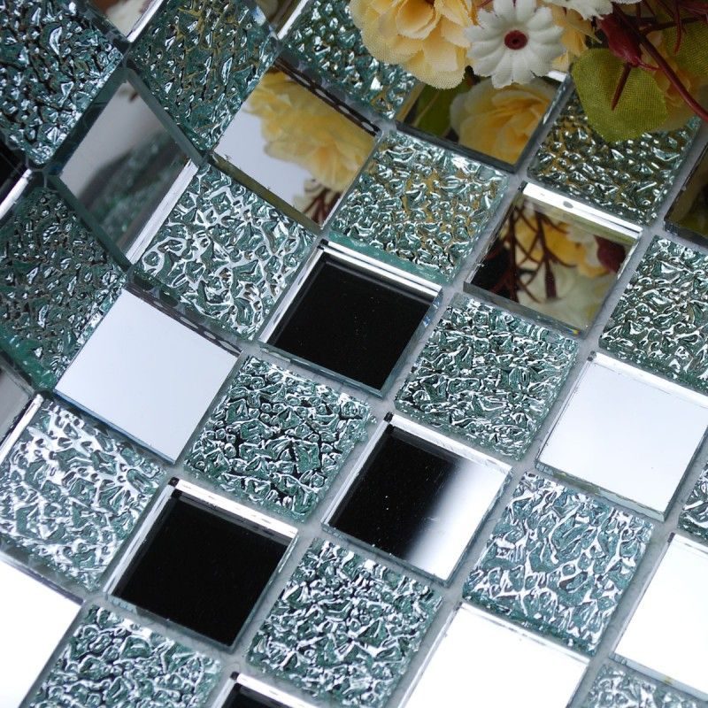 Crystal Glass Backsplash Kitchen Tile Mosaic Design Art Mirrored Wall For Tiled Wall Mirrors (View 14 of 15)