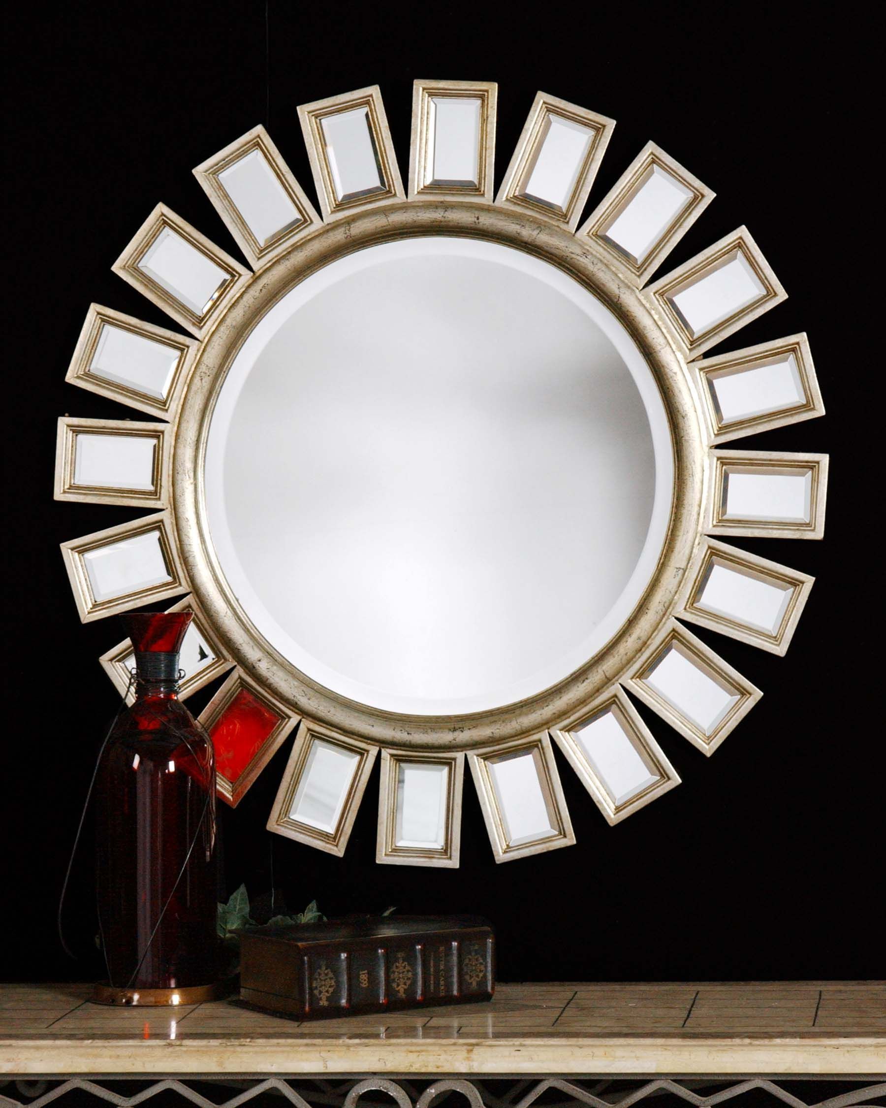 Cyrus Round Silver Mirror | Round Wall Mirror, Mirror Wall, Framed Intended For Silver Leaf Round Wall Mirrors (View 3 of 15)