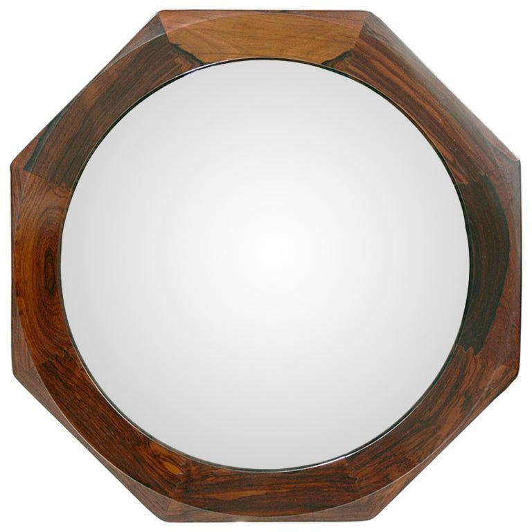 Danish Modern Rosewood Octagonal Mirror For Sale At 1Stdibs Within Matte Black Octagonal Wall Mirrors (View 5 of 15)