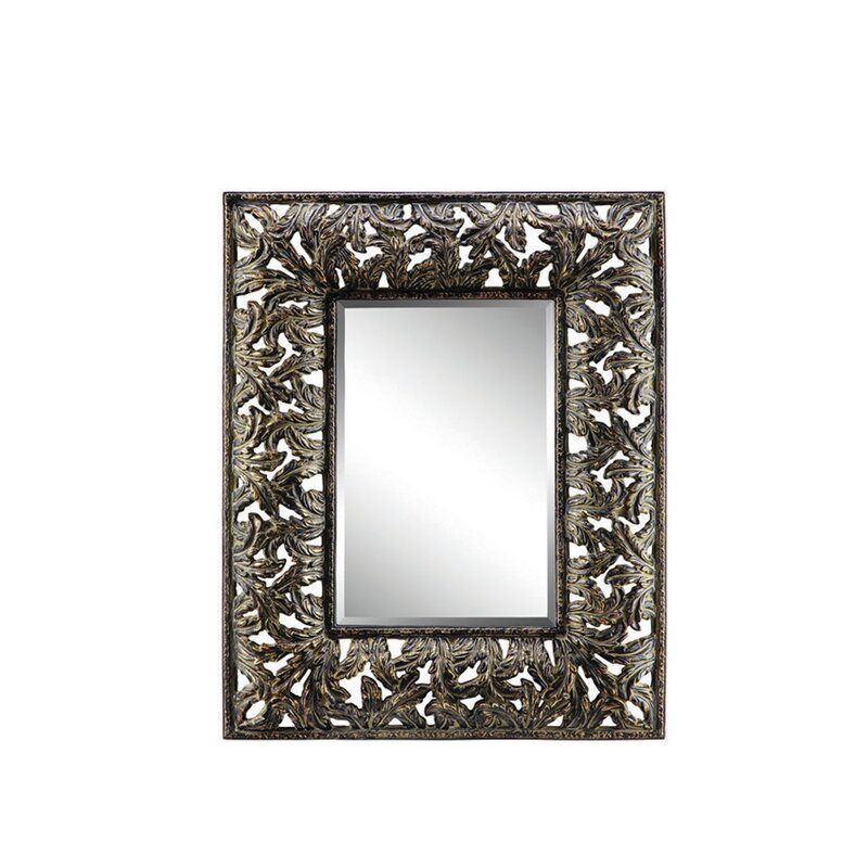 Darby Home Co Rectangle Black And Gold Wall Mirror | Wayfair Intended For Gold Leaf And Black Wall Mirrors (View 12 of 15)