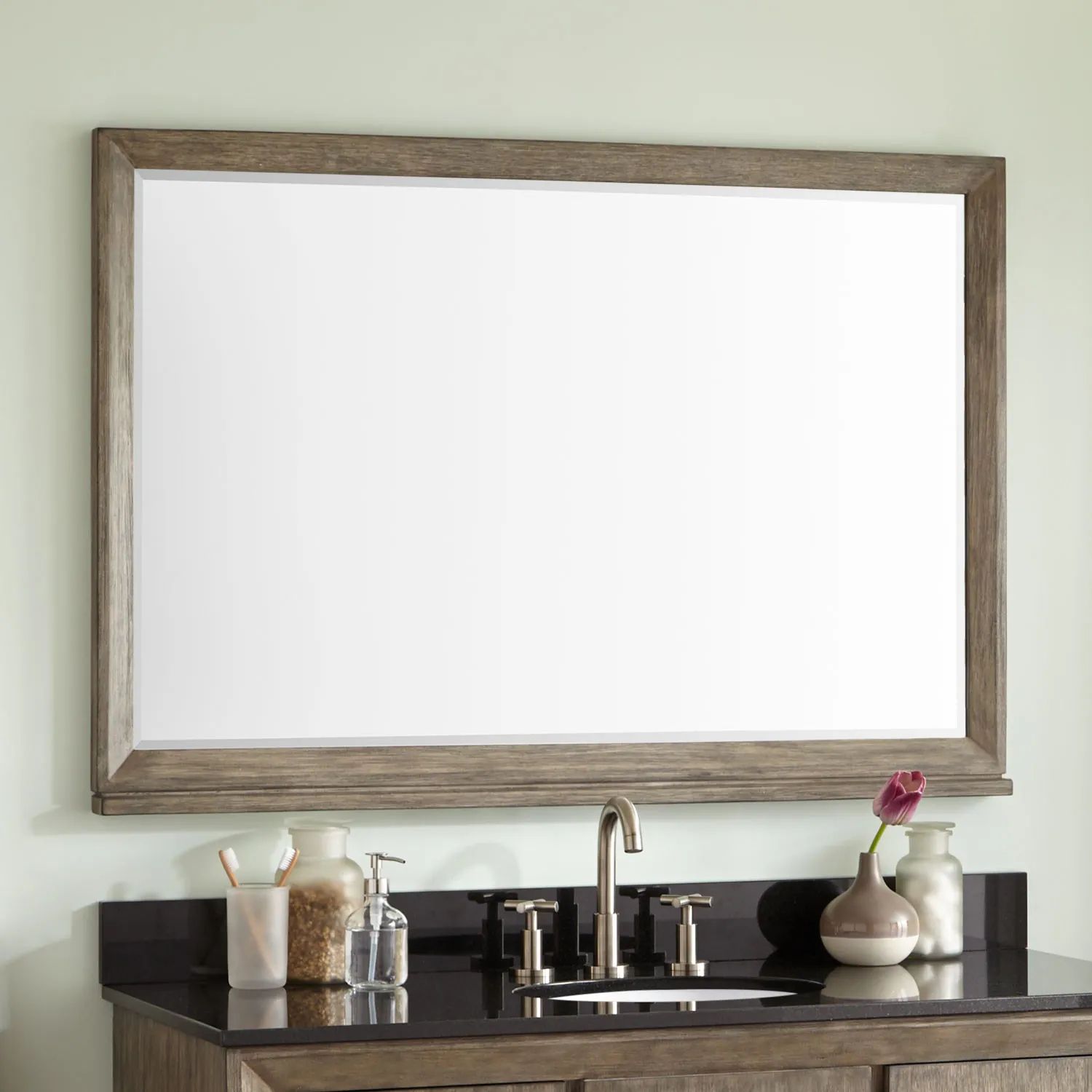 Davyn Vanity Mirror – Gray Wash – Bathroom In Gray Washed Wood Wall Mirrors (View 14 of 15)