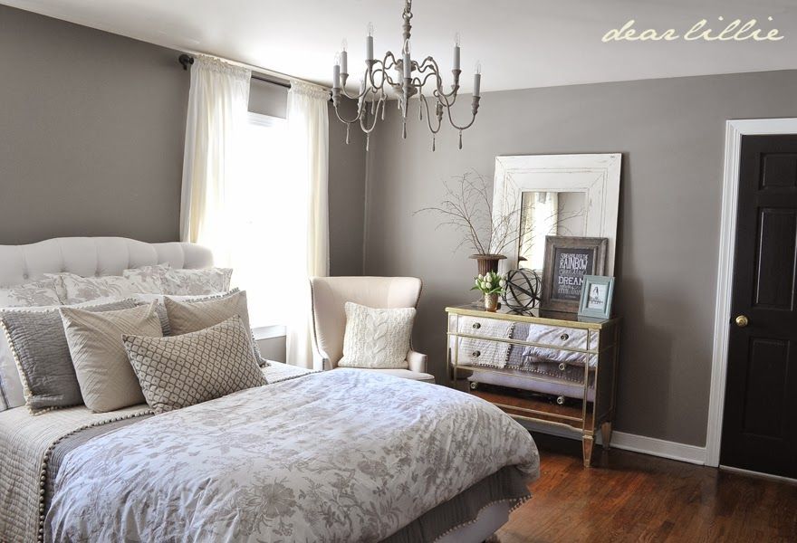 Dear Lillie: Our Gray Guest Bedroom And A Full Source List With Regard To Semi Gloss Black Beaded Oval Wall Mirrors (View 15 of 15)