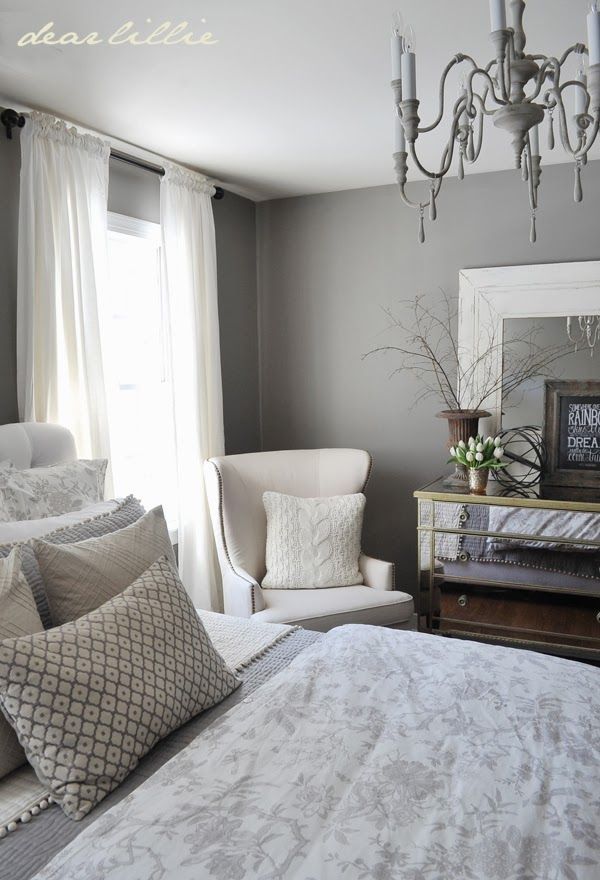 Dear Lillie: Our Gray Guest Bedroom And A Full Source List With Semi Gloss Black Beaded Oval Wall Mirrors (View 14 of 15)