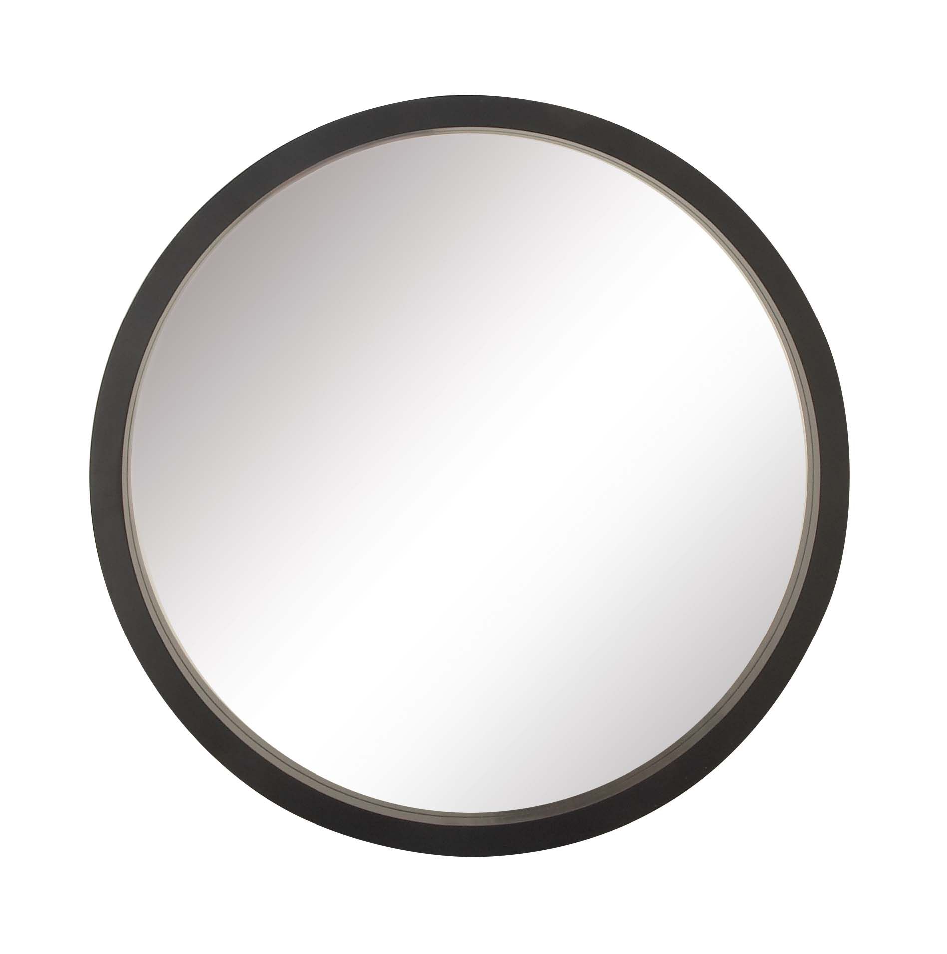Decmode 32 Inch Contemporary Wooden Framed Round Wall Mirror, Black In Round Stacked Wall Mirrors (View 11 of 15)