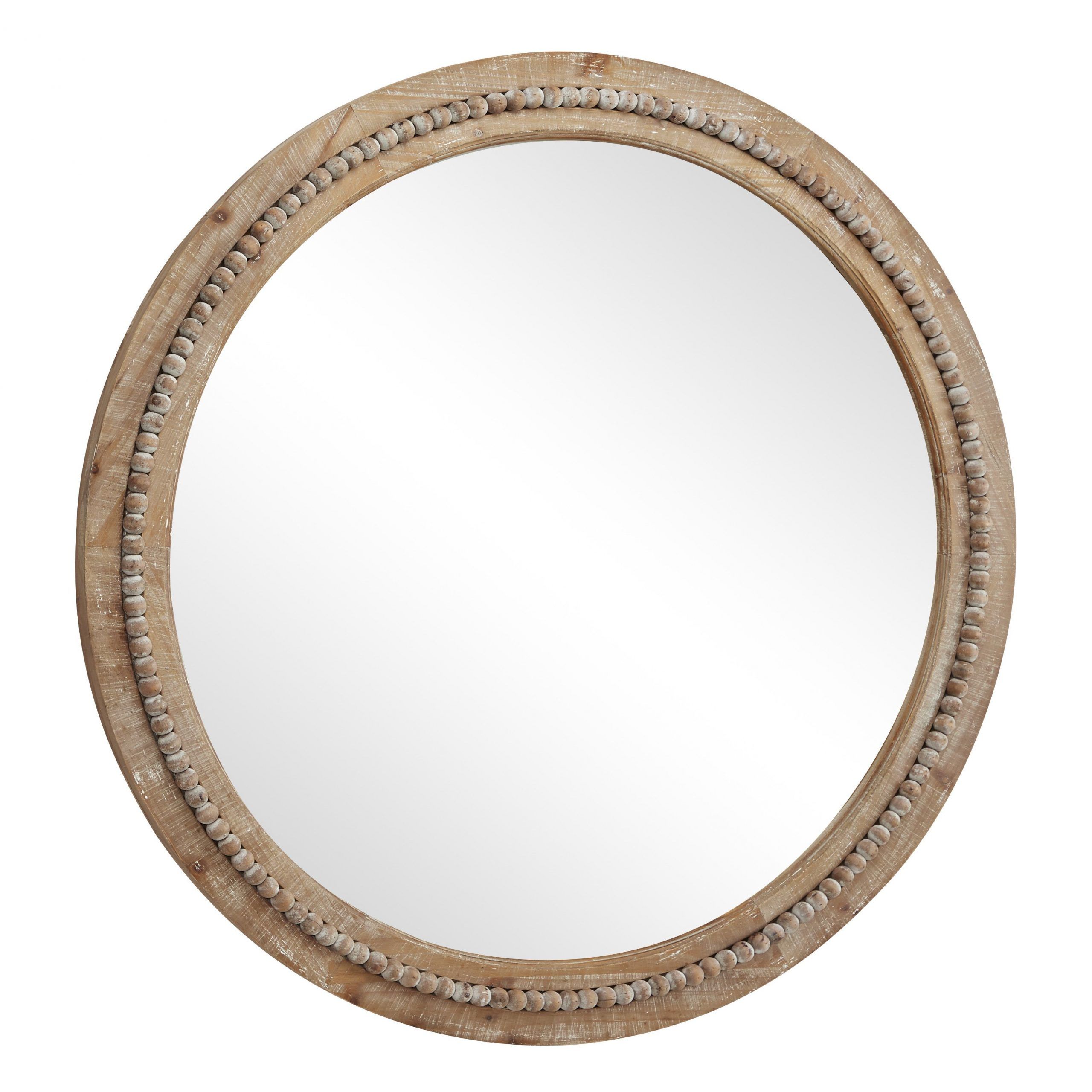 Decmode – 36" Large Round Natural Wood Wall Mirror W/ Decorative Wood With Regard To Organic Natural Wood Round Wall Mirrors (View 3 of 15)