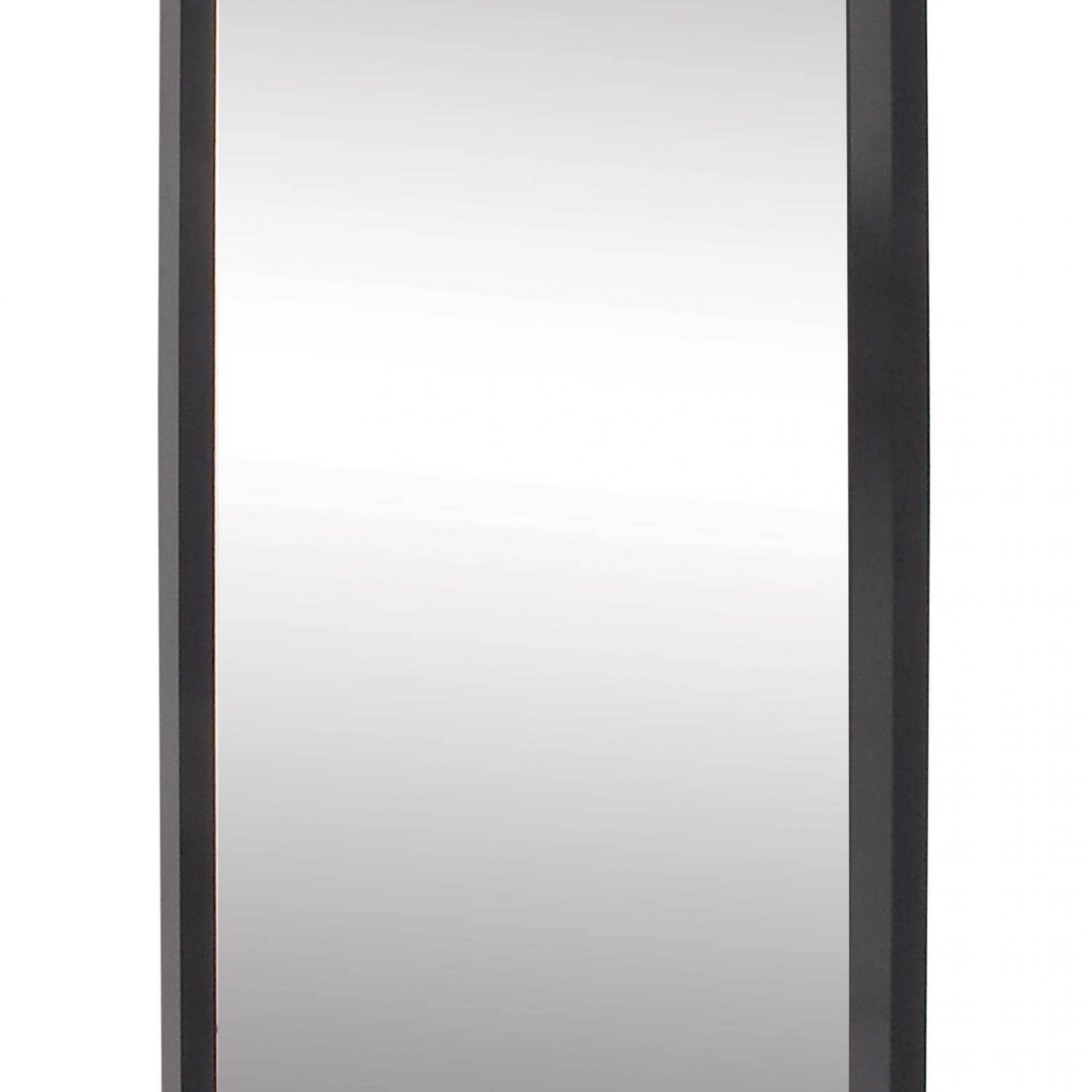 Decmode Contemporary 47 X 20 Inch Wooden Rectangular Wall Mirror, Black Intended For Black Beaded Rectangular Wall Mirrors (View 8 of 15)