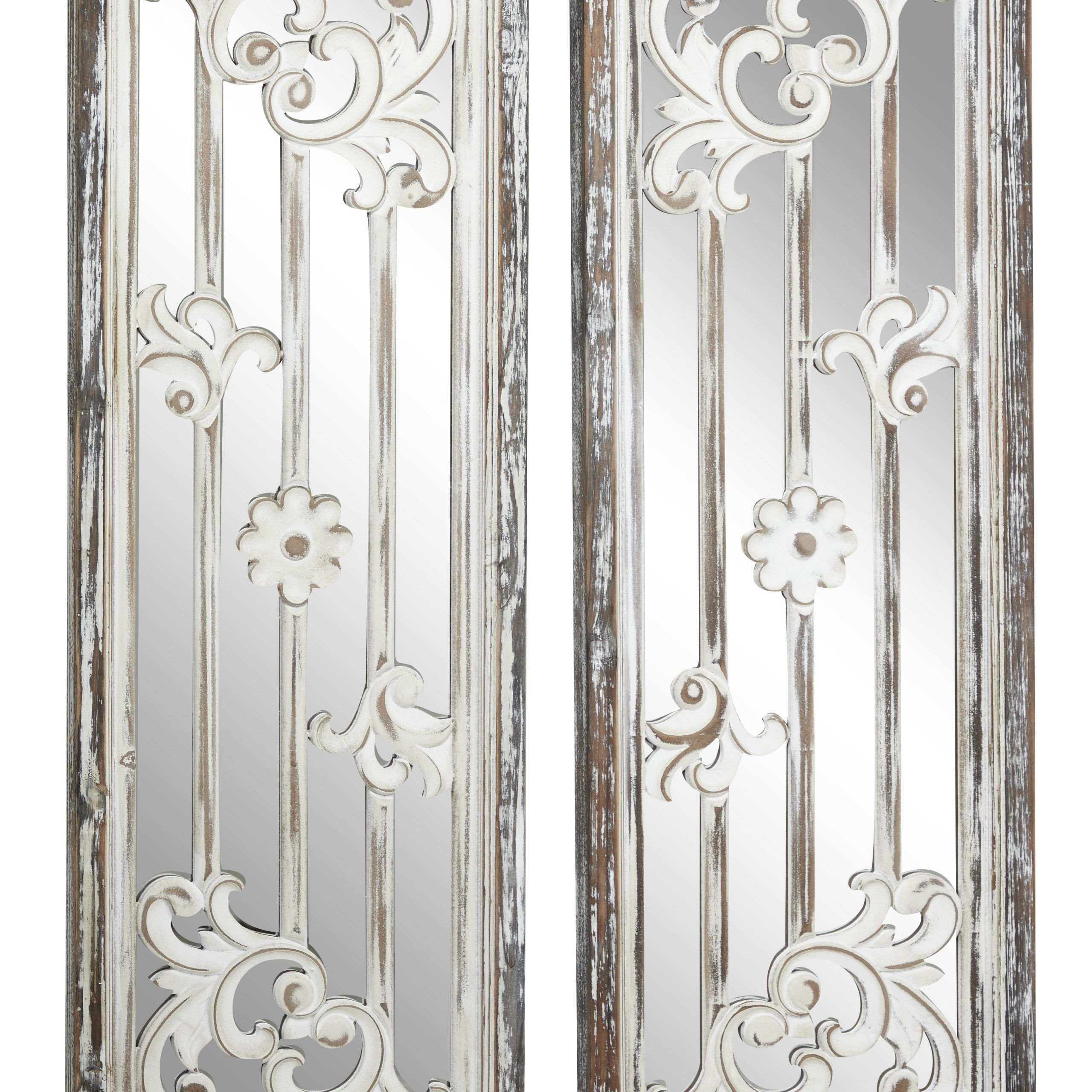 Decmode – Vintage Rectangular Wall Mirrors W/ Decorative Distressed Inside White Wall Mirrors (Photo 7 of 15)