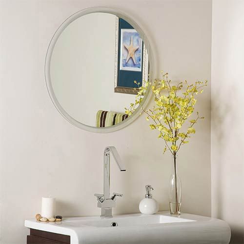 Decor Wonderland Contempo Round Frameless Bathroom Mirror Ssm440 | Bellacor Throughout Round Frameless Bathroom Wall Mirrors (View 5 of 15)