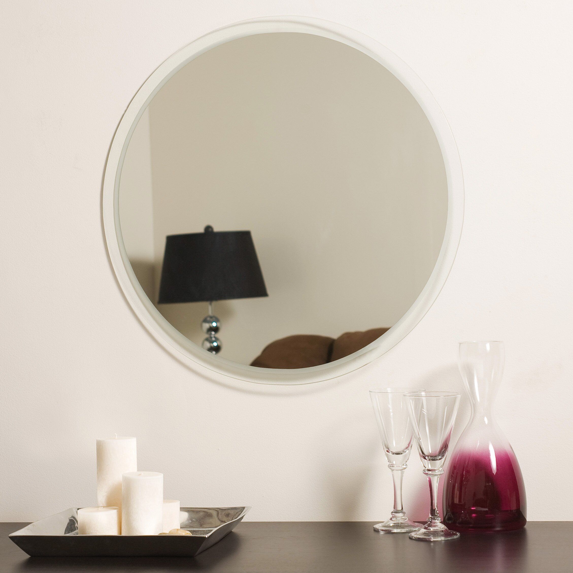 Decor Wonderland Frameless Beveled Karnia Wall Mirror & Reviews | Wayfair Inside Oval Beveled Frameless Wall Mirrors (View 2 of 15)