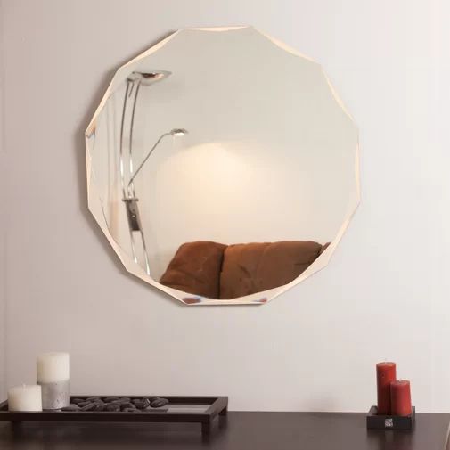 Decor Wonderland Frameless Diamond Wall Mirror & Reviews | Wayfair With Round Frameless Bathroom Wall Mirrors (View 7 of 15)