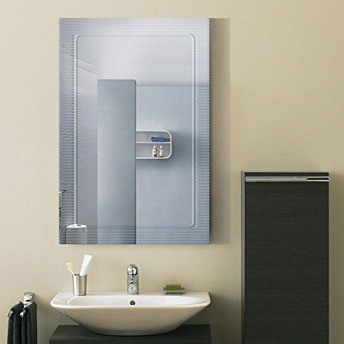 Decoraport 3624 Frameless Wallmounted Bathroom Silvered Mirror Pertaining To Frameless Rectangle Vanity Wall Mirrors (View 9 of 15)