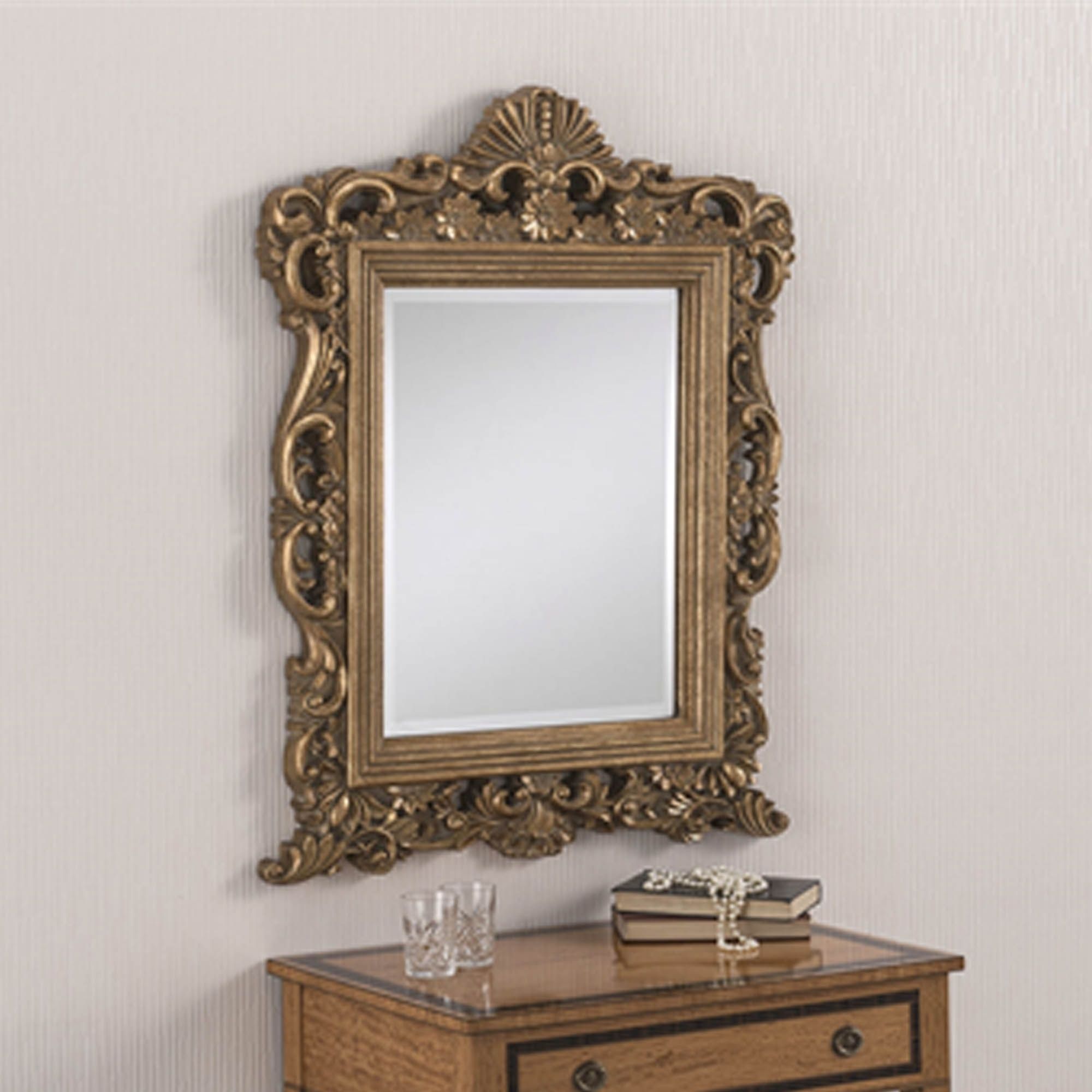 Decorative Antique French Style Gold Ornate Wall Mirror | Hd365 In Antique Gold Scallop Wall Mirrors (View 3 of 15)
