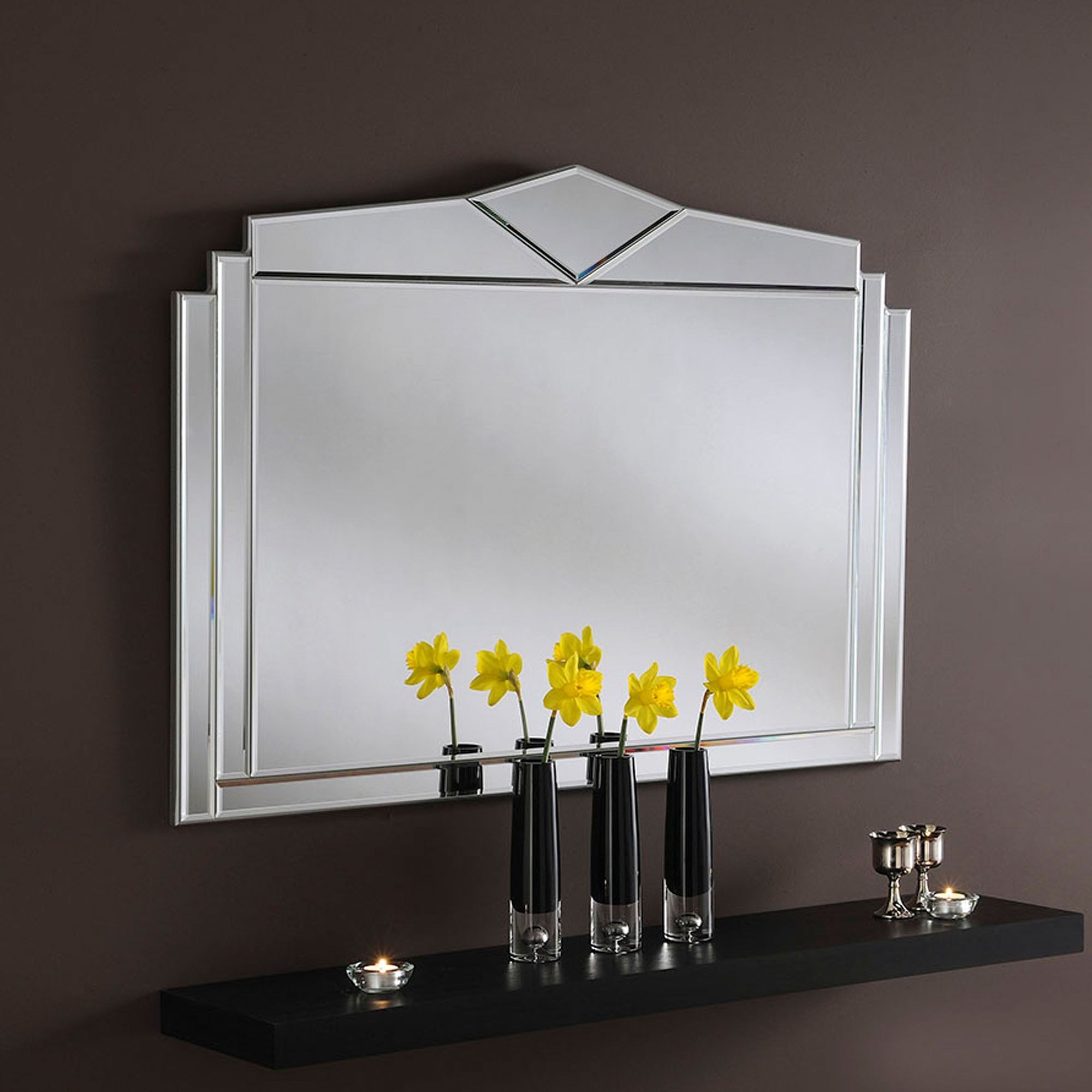 Decorative Art Deco Silver Wall Mirror | Wall Mirrors For Printed Art Glass Wall Mirrors (View 5 of 15)