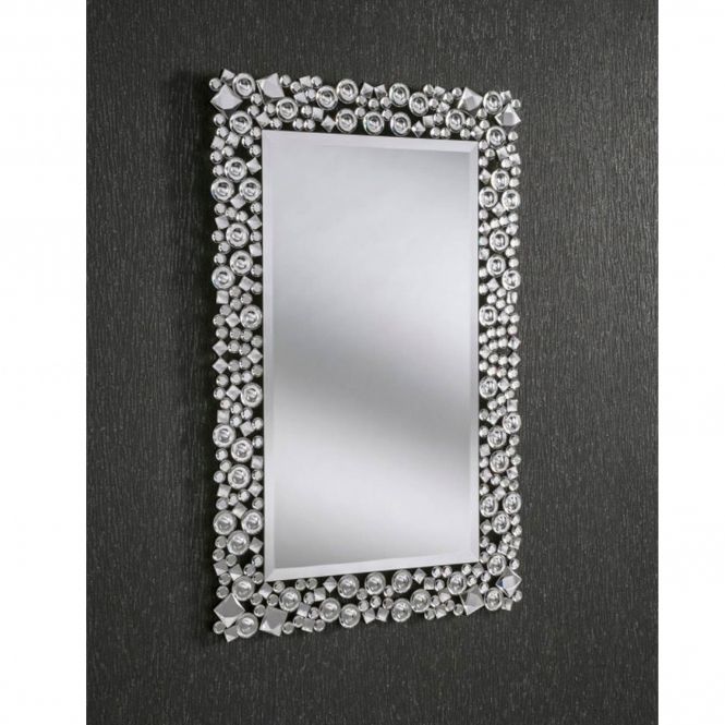 Decorative Crystal Rectangular Wall Mirror | Homesdirect365 Pertaining To Squared Corner Rectangular Wall Mirrors (View 11 of 15)