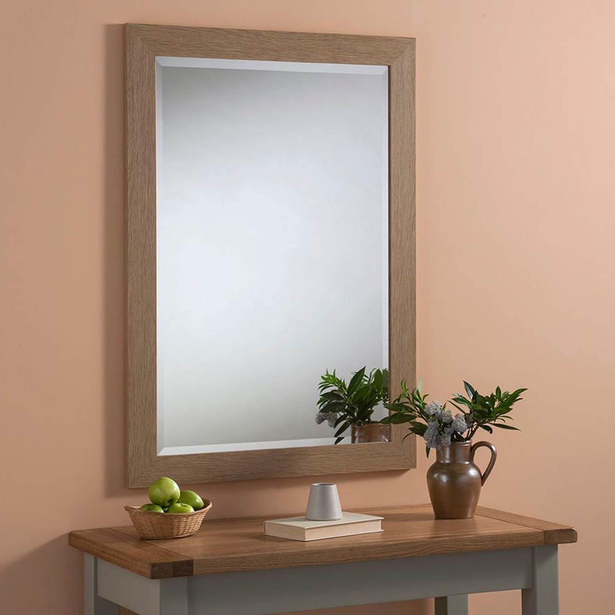 Decorative Natural Oak Wall Mirror | Decor | Homesdirect365 Intended For Natural Oak Veneer Wall Mirrors (View 6 of 15)