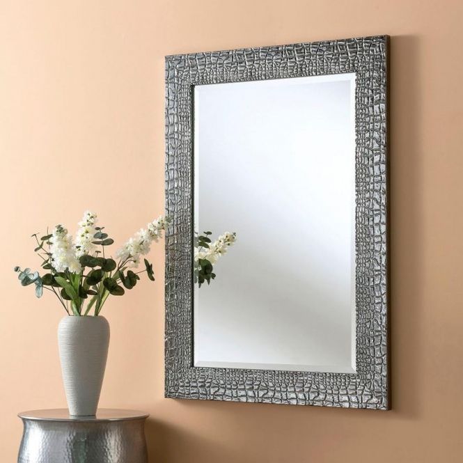Decorative Pattern Grey Rectangular Wall Mirror | Decor | Hd365 In Gray Wall Mirrors (View 2 of 15)