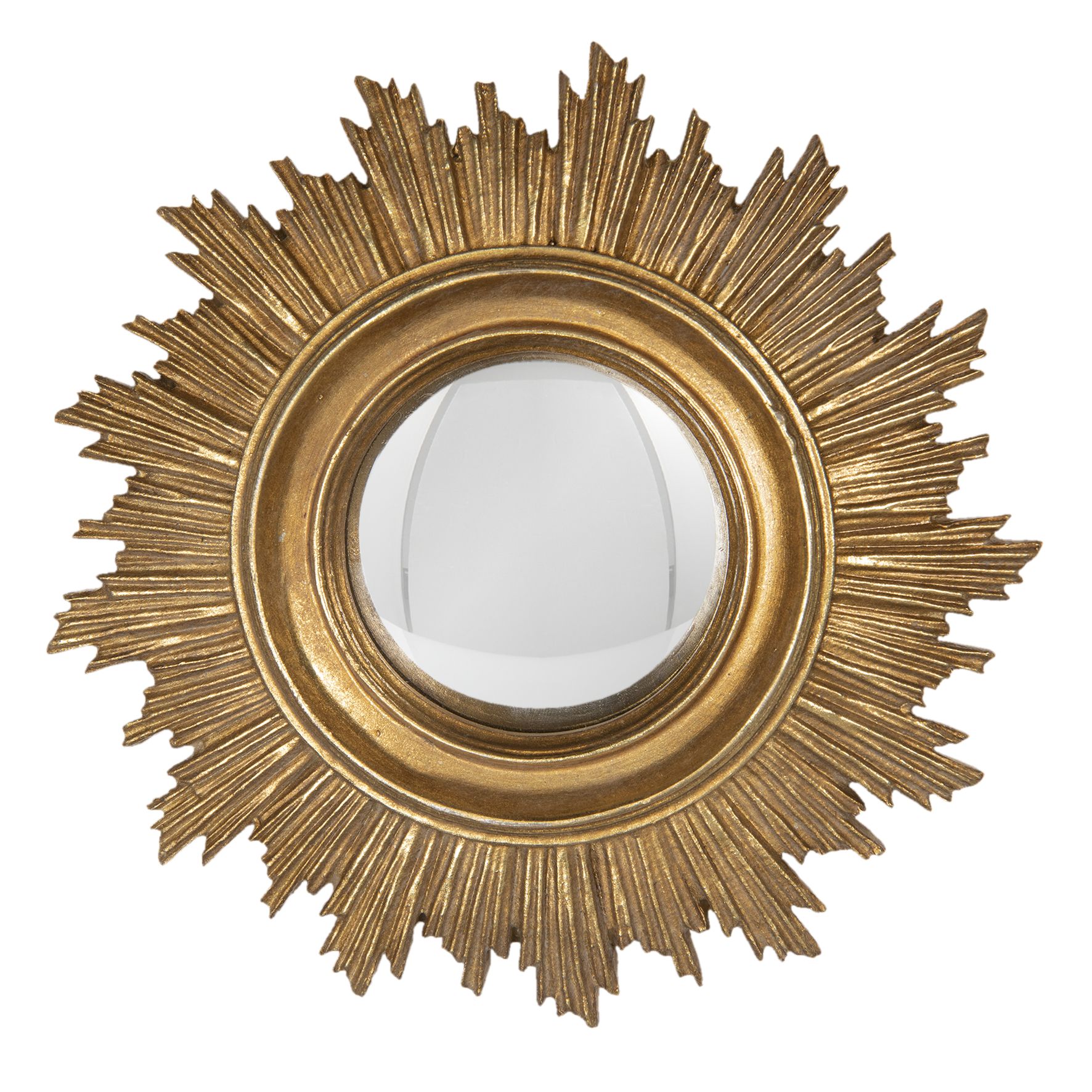 Decorative Small Round Wall Mirror Sunburst Starburst Antique Gold Sun For Antique Gold Leaf Round Oversized Wall Mirrors (View 11 of 15)