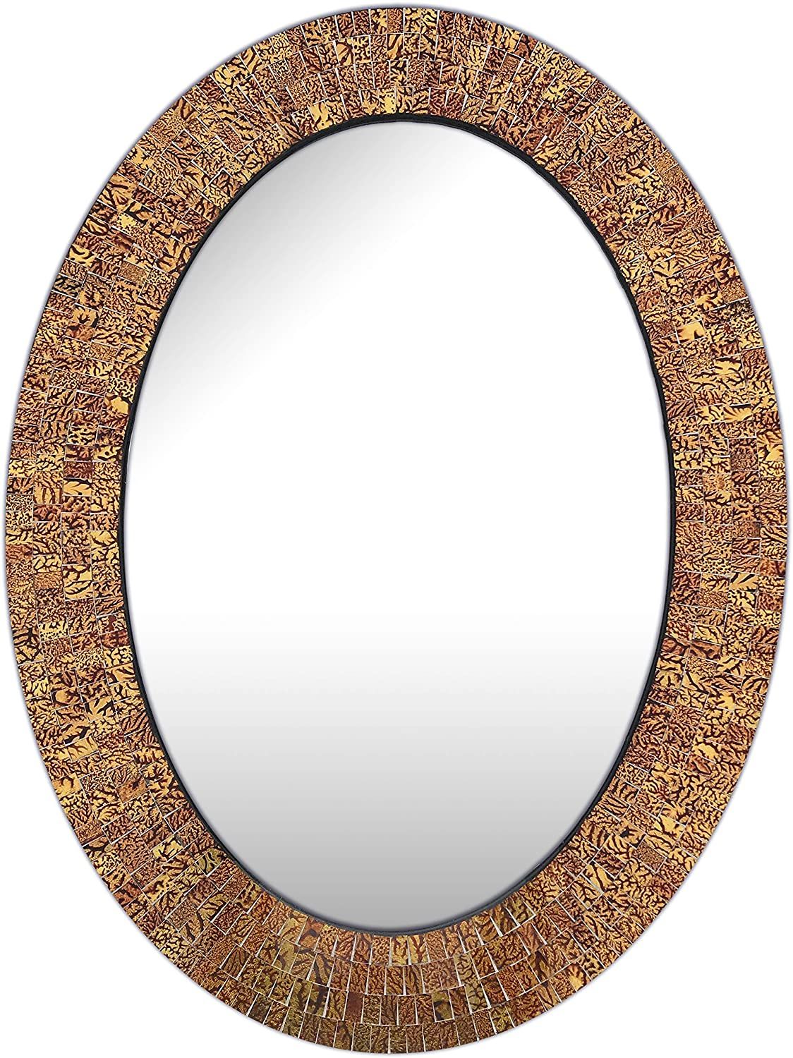 Decorshore Traditional Decorative Mosaic Mirror – 32X24 In Oval Shape With Wooden Oval Wall Mirrors (View 15 of 15)