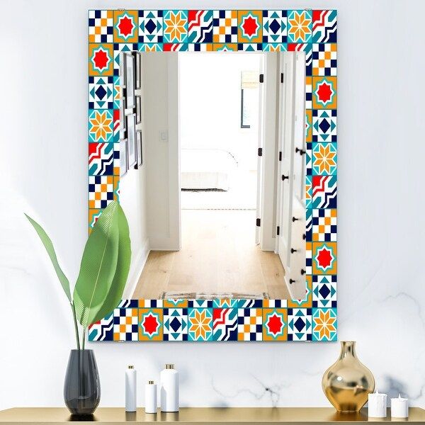 Designart 'Colorful Geometric Tiles Pattern' Modern Mirror – Wall With Regard To Geometric Wall Mirrors (View 12 of 15)