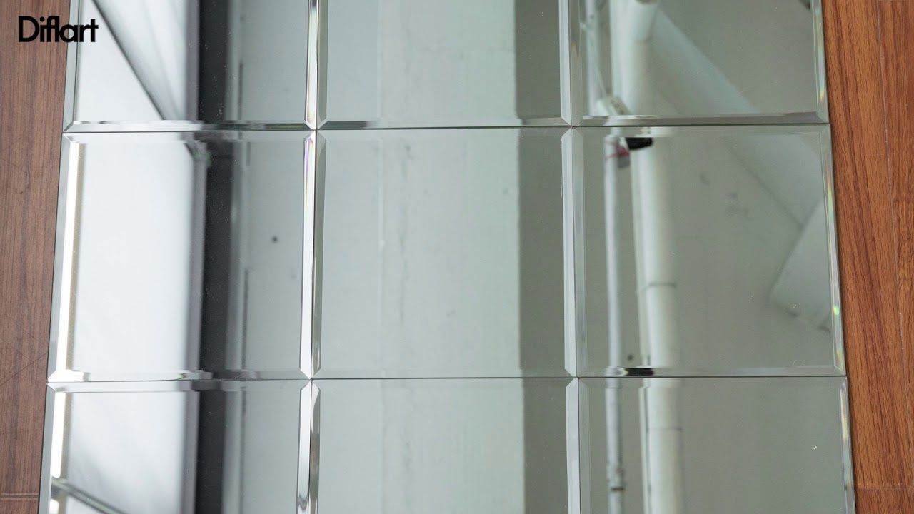 Diflart 8X8 Inch Beveled Edge Mirror Tiles For Kitchen Backsplash Pertaining To Tile Edge Mirrors (View 1 of 15)