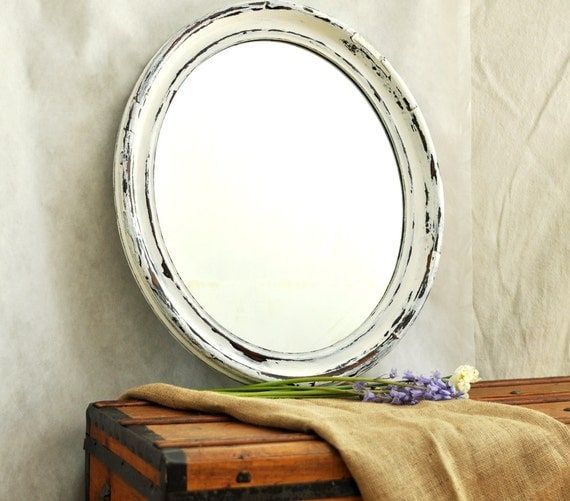 Distressed Antique Oval Wall Mirror Largethevelvetbranch Pertaining To Distressed Black Round Wall Mirrors (View 7 of 15)