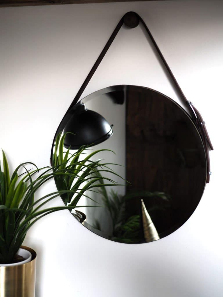 Diy Round Mirror With Leather Strap And Hanging Peg – Raspberry In Brown Leather Round Wall Mirrors (View 12 of 15)
