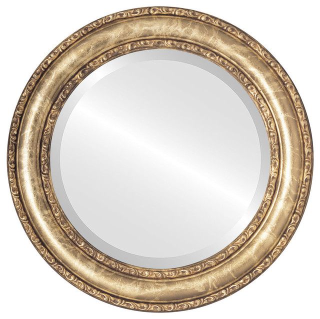 Dorset Framed Round Mirror In Champagne Gold – Traditional – Wall Within Gold Rounded Corner Wall Mirrors (View 8 of 15)
