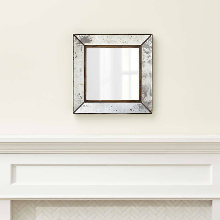 Dubois Small Square Wall Mirror + Reviews | Crate And Barrel In White Square Wall Mirrors (View 1 of 15)