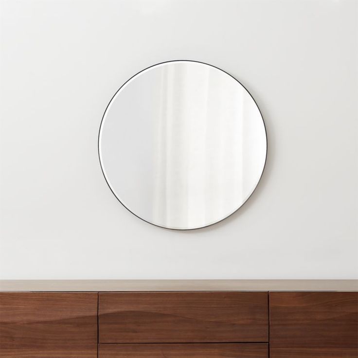 Edge Black Round 30" Wall Mirror + Reviews | Crate And Barrel | Mirror Regarding Black Openwork Round Metal Wall Mirrors (View 12 of 15)