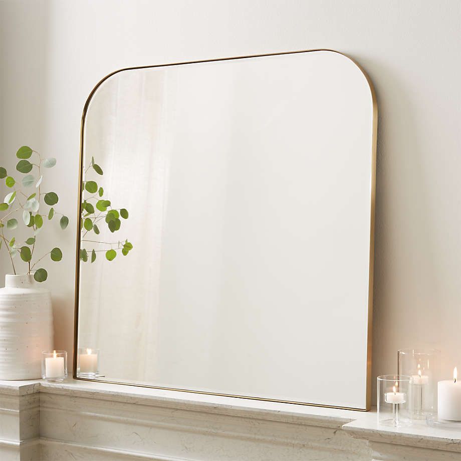 Edge Brass Minimalist Mirror + Reviews | Crate And Barrel Intended For Edged Wall Mirrors (View 14 of 15)