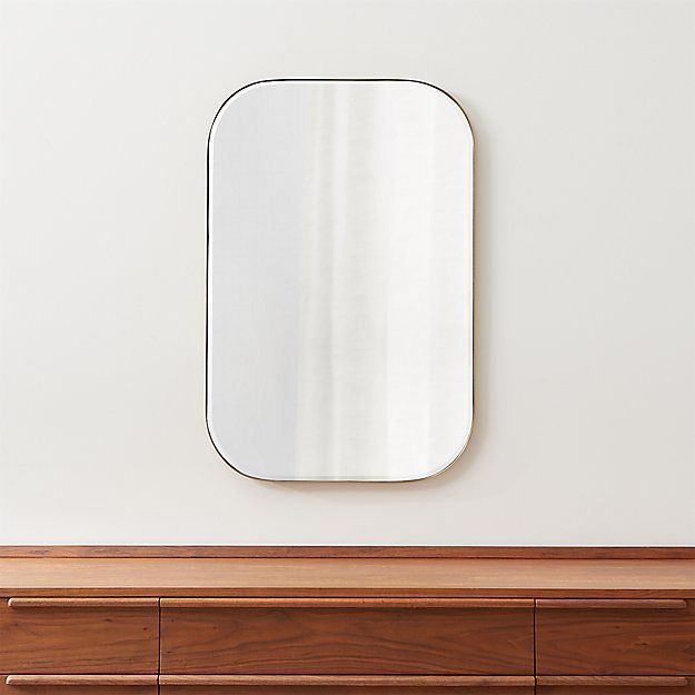 Edge Brass Rounded Rectangle Mirror | Mirror, Rounded Rectangle, Crate For Rounded Edge Rectangular Wall Mirrors (View 1 of 15)
