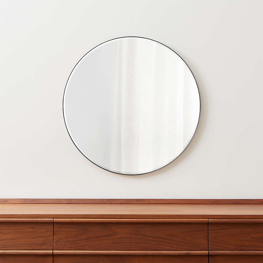 Edge Silver Round 30" Wall Mirror + Reviews | Crate And Barrel Canada Regarding Gold Black Rounded Edge Wall Mirrors (View 4 of 15)