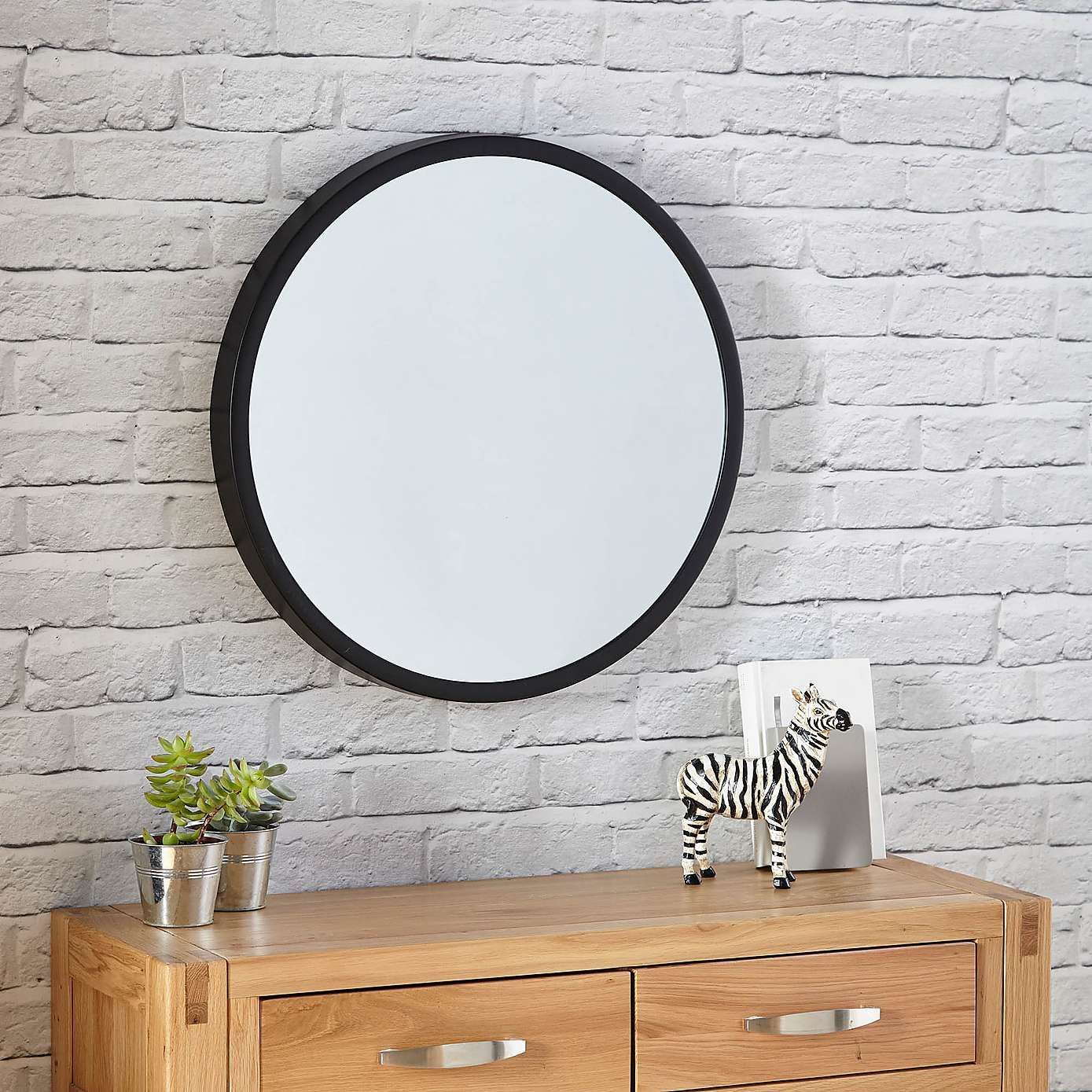 Elements Round Wall Mirror 55Cm Black | Hanging Wall Mirror, Black Wall Inside Scalloped Round Modern Oversized Wall Mirrors (View 3 of 15)