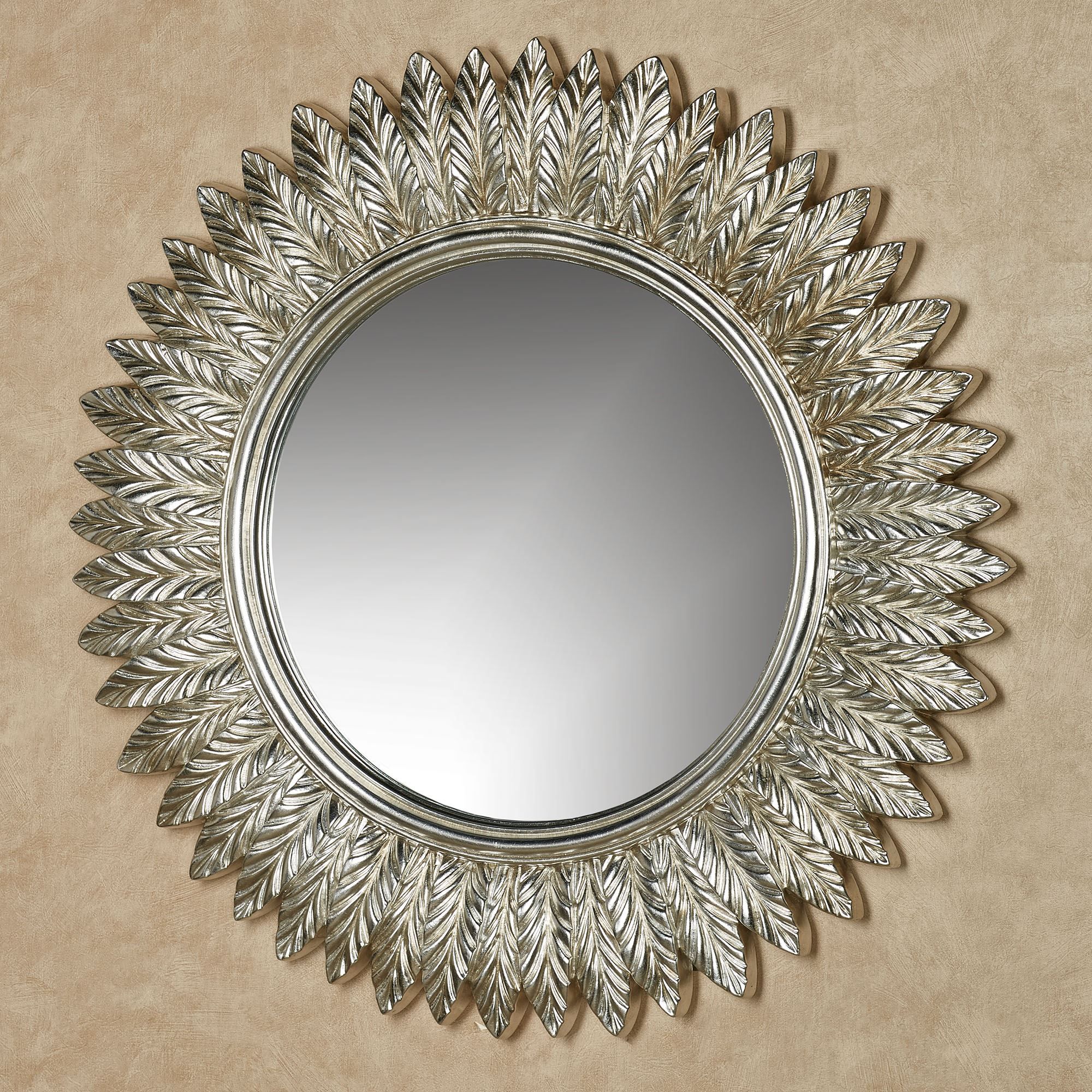 Ella Leaves Silver Gold Round Wall Mirror In Gold Rounded Edge Mirrors (View 15 of 15)
