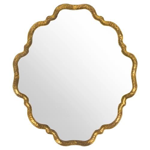 Ellison Hollywood Regency Scalloped Gold Wall Mirror | Kathy Kuo Home For Gold Scalloped Wall Mirrors (View 7 of 15)