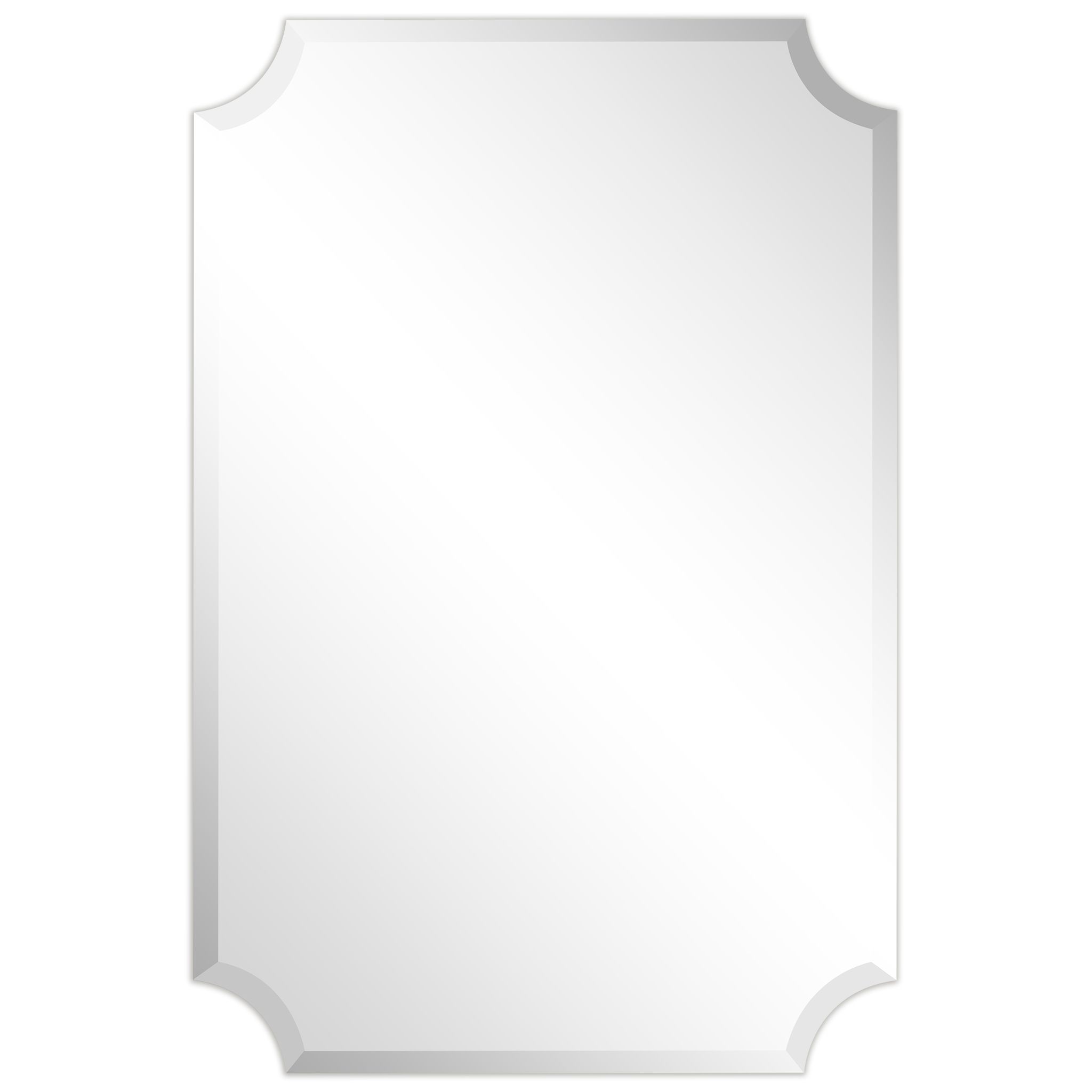Empire Art Direct Frameless Rectangle Scalloped Beveled Wall Mirror, 24 For Polygonal Scalloped Frameless Wall Mirrors (View 3 of 15)