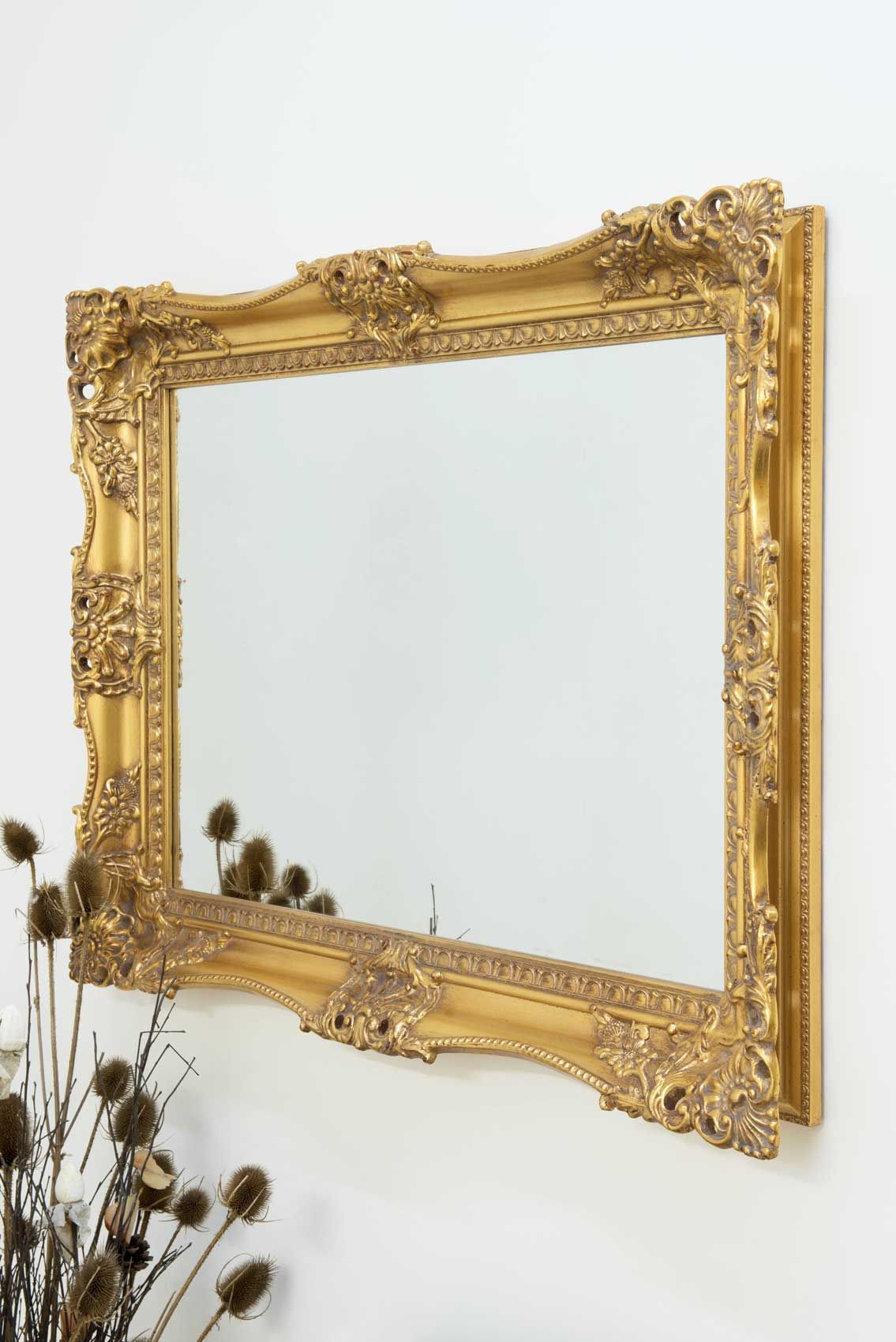 Extra Large Gold Ornate Vintage Wall Mirror 3Ft1 X 2Ft3, 94Cm X 68Cm Inside Oversized Wall Mirrors (View 10 of 15)
