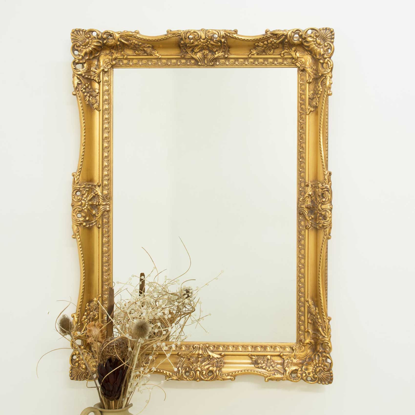 Extra Large Gold Ornate Vintage Wall Mirror 3Ft1 X 2Ft3, 94Cm X 68Cm Within Antique Aluminum Wall Mirrors (View 12 of 15)