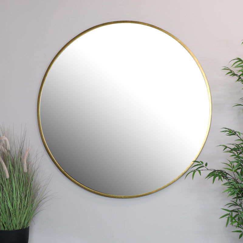 Extra Large Round Gold Wall Mirror 120Cm X 120Cm Regarding Round Scalloped Wall Mirrors (View 2 of 15)