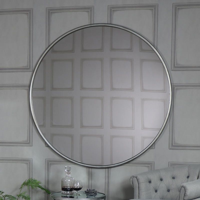 Extra Large Round Silver Wall Mirror 120Cm X 120Cm – Melody Maison® With Regard To Scalloped Round Modern Oversized Wall Mirrors (View 13 of 15)