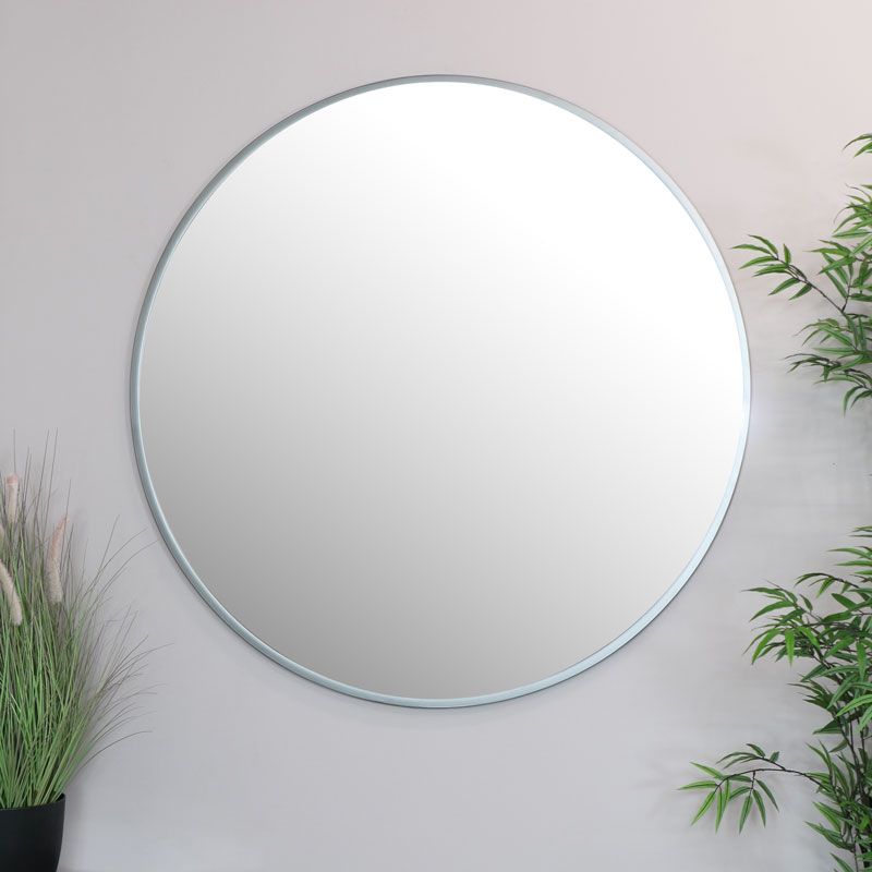 Extra Large Round Silver Wall Mirror 120Cm X 120Cm With Scalloped Round Modern Oversized Wall Mirrors (View 4 of 15)