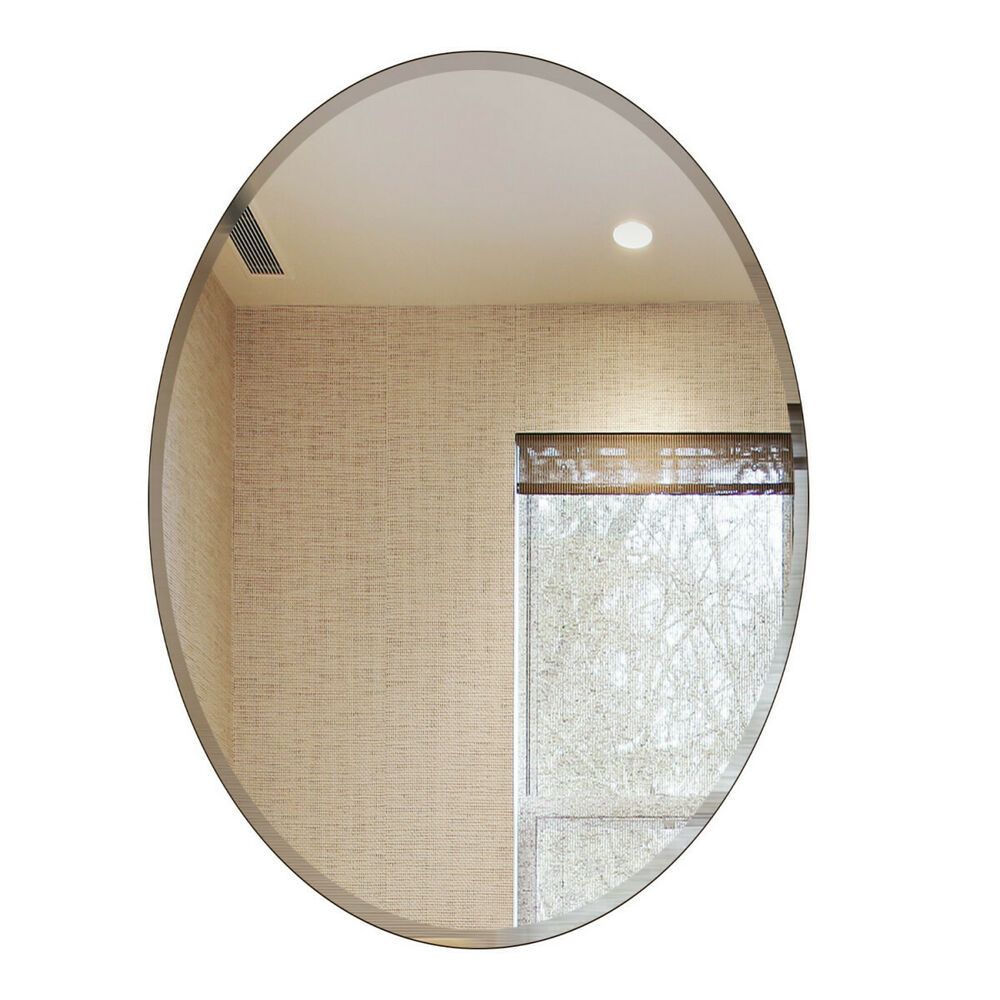 Fab Glass And Mirror Oval Beveled Polish Frameless Wall Mirror With Regarding Frameless Tri Bevel Wall Mirrors (View 5 of 15)