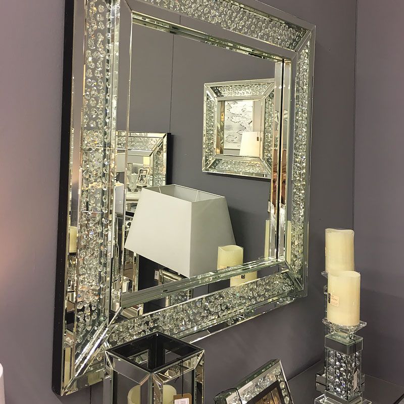 Floating Crystal Square Wall Mirror | Picture Perfect Home With Square Oversized Wall Mirrors (View 8 of 15)