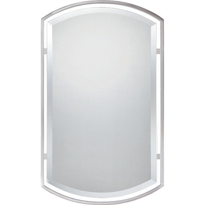 Floating Frame Rounded Rectangular Mirror | Brushed Nickel Mirror In Polished Nickel Rectangular Wall Mirrors (View 6 of 15)