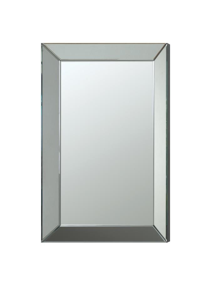 Floor Model Rectangular Beveled Wall Mirror Silver Va Stores With Silver Beveled Wall Mirrors (View 4 of 15)