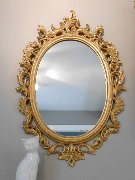 Framed Oval Mirror Ornate Gold Pertaining To Antique Gold Cut Edge Wall Mirrors (View 1 of 15)